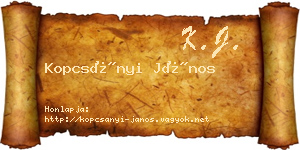 Kopcsányi János névjegykártya